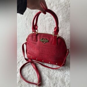 Juicy Couture Red Embossed Dome Satchel with Gold Hardware